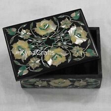 6 x 4 Inches Black Marble Jewelry Box Mother of Pearl Inlay Work Decorative Box picture