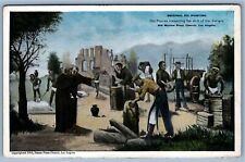 Postcard~ Padres Inspecting Skill~ Mission Plaza, Los Angeles, California~ CA picture