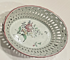 K&G Luneville France Reticulated Porcelain Oval Basket ~Antique EXCELLENT picture
