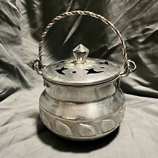 Vintage Aluminum Silver Claire Burke Potpourri Incense Herb Pot Preowned picture
