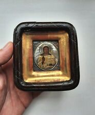 Antique Miniature Icon Jesus Christ Silver 84 Sterling Vintage picture