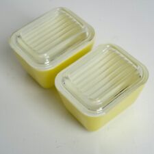 PYREX Small Refrigerator Dish 501B Yellow 1.5 Cup With Ribbed Lid 503C-Set of 2 picture