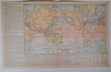 Antique 1887 Map, Commerce of the World, Ocean Currents, Wind Zones, & Commerce picture