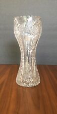 American Brilliant Cut Glass Crystal Corset Vase Pinwheels 10 Inch picture