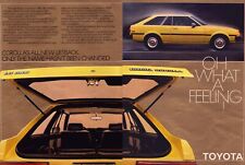 1979 Toyota Corolla TWO PAGE Print Ad Compact Yellow Liftback Oh What A Feeling picture