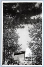 1947 RPPC AMACOY LAKE BRUCE WISCONSIN AMBLE'S RESORT BOAT DOCK PHOTO POSTCARD picture
