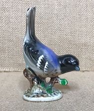 Vintage Grosbeak Blue Black Bird Figurine Glossy Porcelain picture