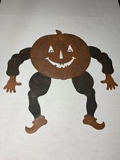 Vintage ALL METAL Jointed Jack O Lantern Goblin Halloween 26” Tall .. LOOK picture