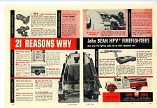 1959 John Bean HPV Firefighters 2 Separate Pg. Ad: Close Up Pics of Equipment picture