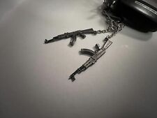 AK-47 Keychain 2 PACK Rifle Machine Gun Model Metal Keyring Mini Key Ring picture