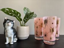 Federal Glass Mid Century Modern Pink Atomic - 22K Gold Starburst Glasses picture