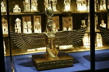 Ancient Egyptian statue of goddess Isis open winged Covered with gold leaf BC picture