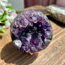 455g Natural Amethyst geode Mineral Sphere Quartz Crystal Ball specimen Healing picture