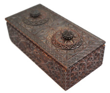 Antique 18th Century Master Craft Hand Carved Wood Puzzle Frustration Box picture