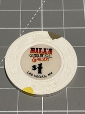 Paulson $1 Bill’s Gambling Hall & Saloon Top Hat & Cane Poker Chip Casino picture