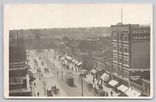 Moose Jaw Canada, Main Street View Trolley RARE, VTG RPPC Real Photo Postcard picture