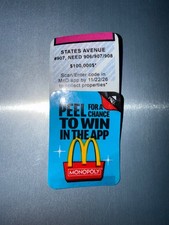 2026 McDonald's Monopoly “States Avenue” #907 Game Piece (UNREDEEMED) picture