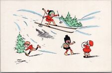 Winter Sports SKIING Comic Artist-Signed  Postcard 