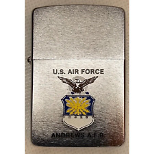 Vintage Unfired U.S. Air Force Andrews Air Force Base Zippo Lighter In Case picture
