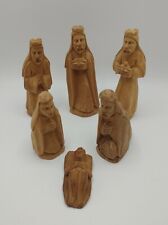 Nativity Scene Wooden Folk Art Hand Carved Christmas 6 Piece picture