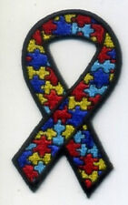 AUTISM AWARENESS RIBBON EMBROIDERED IRON ON PATCH picture