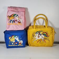 VINTAGE 1983 Rainbow Brite Lunchbox Thermos set of 3 RARE fabric soft-sided zip picture