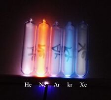 Set of 5 kind noble gases sealed in ampoules Helium neon argon krypton xenon picture
