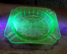 Adam depression uranium green glass coaster ashtray Jeannette glass company picture