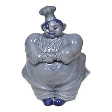 Red Wing Chef Pierre Cookie Jar 1940s Blue Plump Baker Kitchen Decor USA Made picture