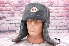 Original Soviet Army Soldier Winter Faux Fur Hat Ushanka Hat 62 size picture