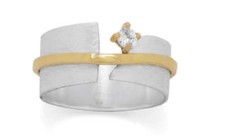 Two Toned Art Deco CZ Ring picture