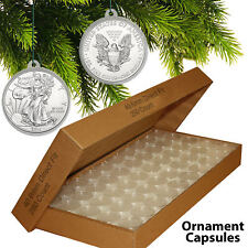 250 Direct Fit 40.6mm CHRISTMAS ORNAMENT Coin Capsules w/Hooks for SILVER EAGLE picture
