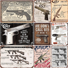 HD New Pistol Browing Colt Remington Garage Bar Club  Cave Art Metal Sign Tin picture