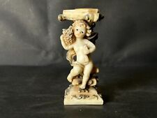 RARE OLD VINTAGE RESIN UNIQUE VICTORIAN BABY STATUE, CANDLE HOLDER COLLECTIBLE picture