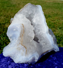Large Baby BLUE Chalcedony AGATE with SPARKLING Clear Quartz Crystal Points picture