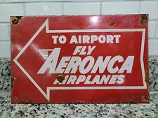 VINTAGE AERONCA PORCELAIN SIGN AVIATION AIRCRAFT PLANE AIRPORT THIS WAY SIGN picture