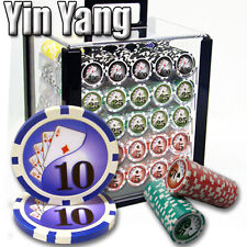 1000 Ct Yin Yang 13.5g Acrylic Casino Poker Chips + Storage Case + 10 Chip Trays picture