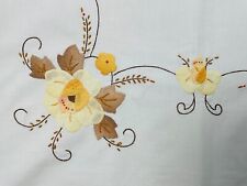 Vintage Hand Embroidered Tablecloth Cotton Flowers Applique Work 32