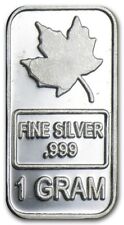 1 Gram Silver Canadian Maple Leaf Bar 1 gm 0.999 Fine US Seller [Uncirculated] picture
