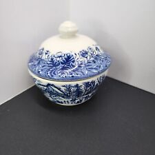 VTG  Churchill England Blue Willow Sugar Bowl Ceramic Excellent Condition picture