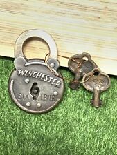 Winchester Repeating Arms Co. 6 Six Lever Padlock Lock & 2 Working Key Old West picture