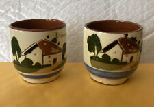 2 Vintage Torquay Pottery Egg Cups Motto Ware “New Laid” “Fresh Today” 2 inches picture