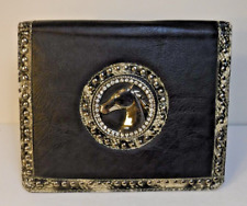 Vintage Black Leatherlike Snakeskin Organizer Portfolio w/ Metal Horse Medallion picture