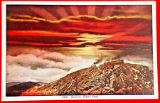 PIKES PEAK AT SUNRISE 1934 Postmarked Antique Linen Postcard Colorado Beautiful picture