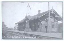 c1960 CBTQ Moulton Iowa Railroad Vintage Train Depot Station RPPC Photo Postcard picture