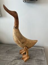 Vintage Folk Art Primitive Hand Carved Wood Duck/Goose Standing 16” Tall picture