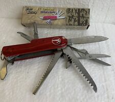 Frost Cutlery 17 Function Military Pocket Knife In Red Multi Tool picture