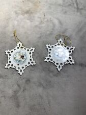 Vtg Giftco Inc 2 Pc Set BOYDS BEARS Xmas PORCELAIN Snowflake ORNAMENTS picture