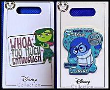Disney Parks 2 Pin Lot INSIDE OUT Disgust Too Much Enthusiasm + SADNESS Frown picture