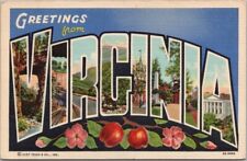 Vintage 1939 VIRGINIA Large Letter Postcard Multi-View / Apples - Curteich Linen picture